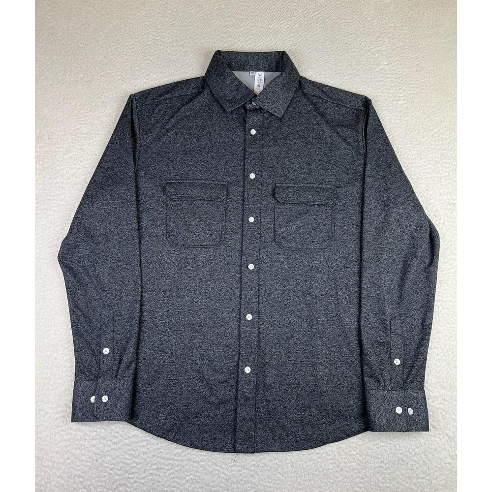 State & Liberty Shirt Men's 2XL Gray Patch Pocket Button Up Long Sleeve Stretch
